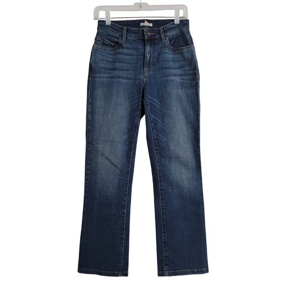 Eileen Fisher Mid Rise Cropped Boot Cut Jean Dark Wash No Distressing Size 2 - Picture 4 of 7